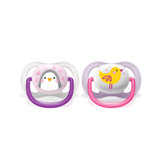 Philips Avent Soother Ultra Air Animals 0-6 months x 2s (Purple Penguin & Pink Chick) Philips Avent Soother Ultra Air Animals 0-6 months x 2s (Purple Penguin & Pink Chick)