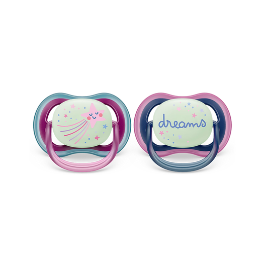 Philips Avent Soother Ultra Air Nighttime 6-18 months x 2s (Purple & Blue)