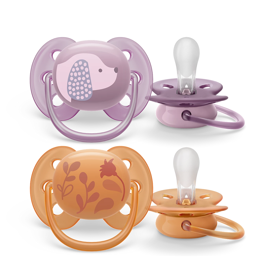 Philips Avent Ultra Soft for Sensitive Skin 6-18 months x 2s (Orange & Purple)