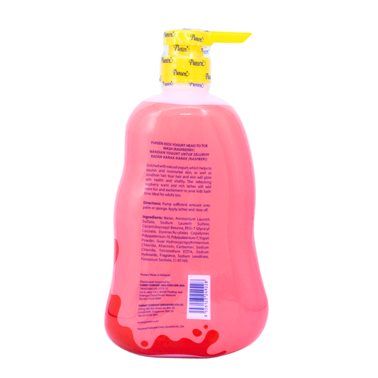 Pureen Kids Yogurt Head to Toe Wash For Healthy Hair & Skin Raspberry 750ml
