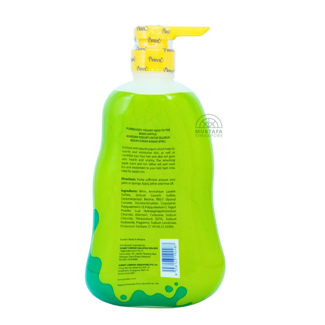 Pureen Kids Yogurt Head to Toe Wash For Healthy Hair & Skin Apple 750ml