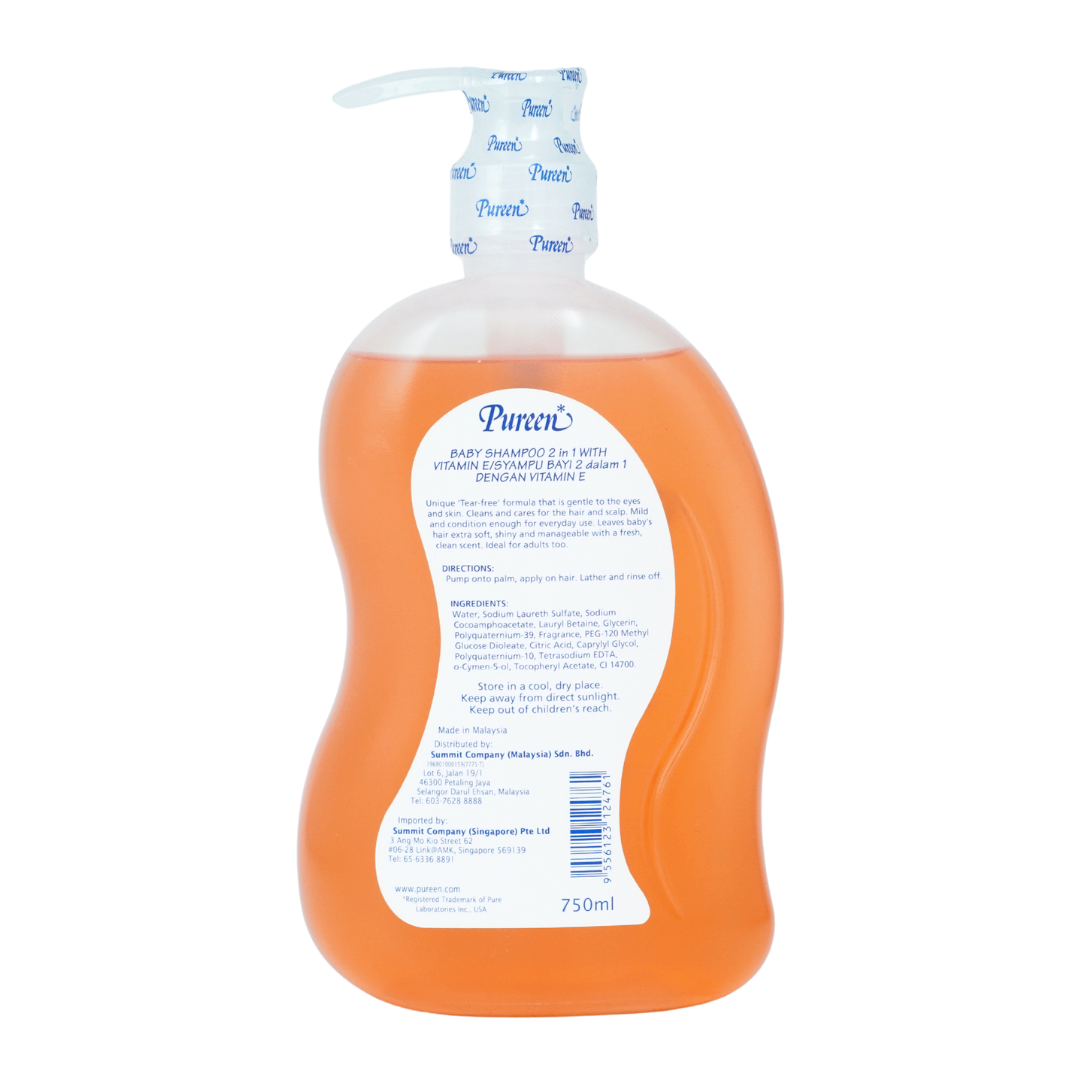 Pureen Baby Shampoo 2 in 1 with vitamin E for Soft & Shiny Hair 750ml