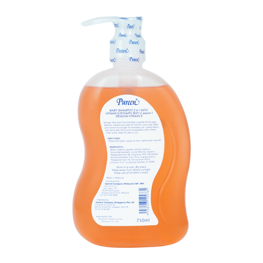 Pureen Baby Shampoo 2 in 1 with vitamin E for Soft & Shiny Hair 750ml