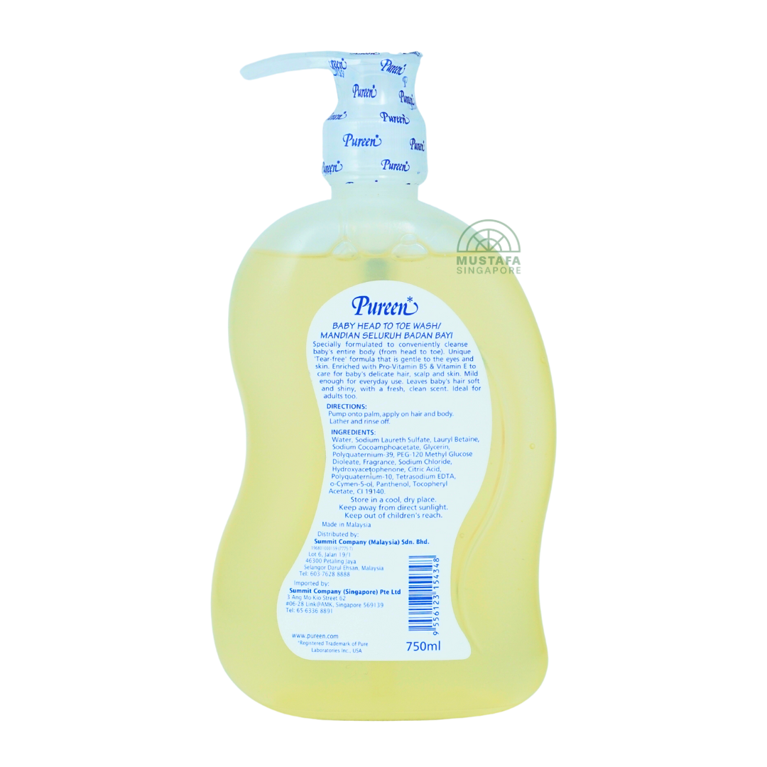 Pureen Baby Head to Toe Wash With Pro-Vitamin B5 & Vitamin E 750ml