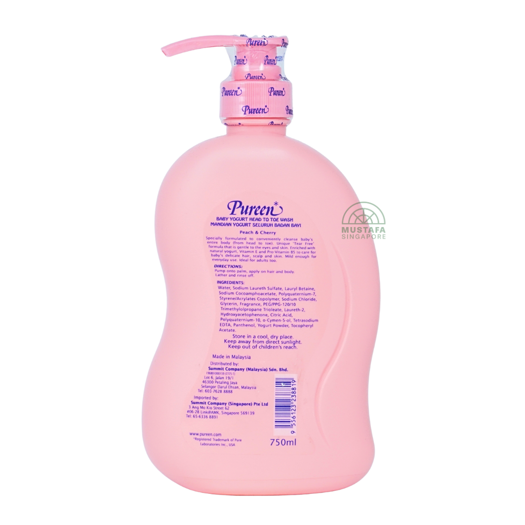Pureen Baby Yoghurt Head to Toe Wash Peach & Cherry 750ml