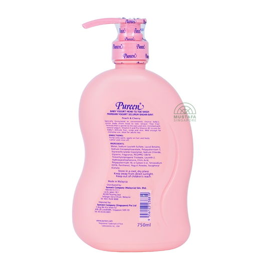 Pureen Baby Yoghurt Head to Toe Wash Peach & Cherry 750ml
