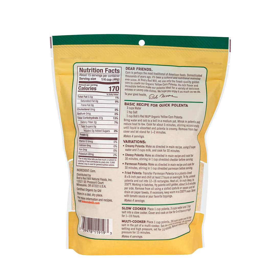 Bob's Red Mill Organic Yellow Corn Polenta 680g
