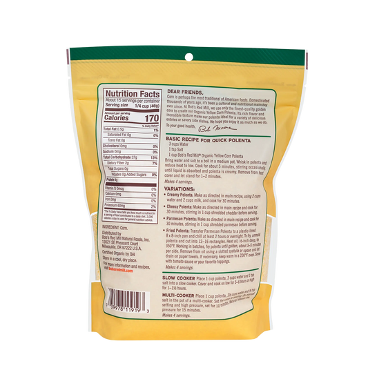 Bob's Red Mill Organic Yellow Corn Polenta 680g