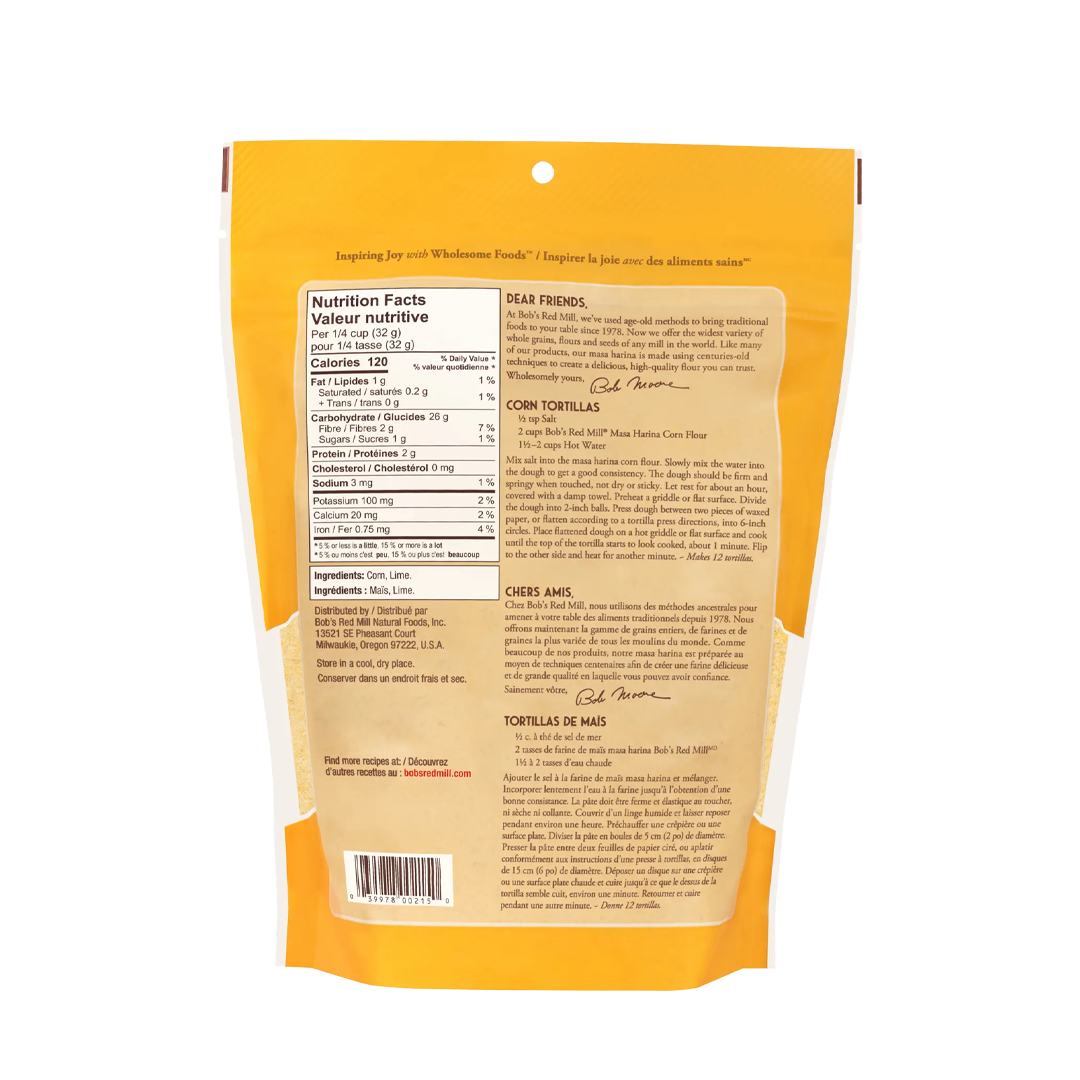 Bob's Red Mill Organic Golden Corn Flour Masa Harina 624g