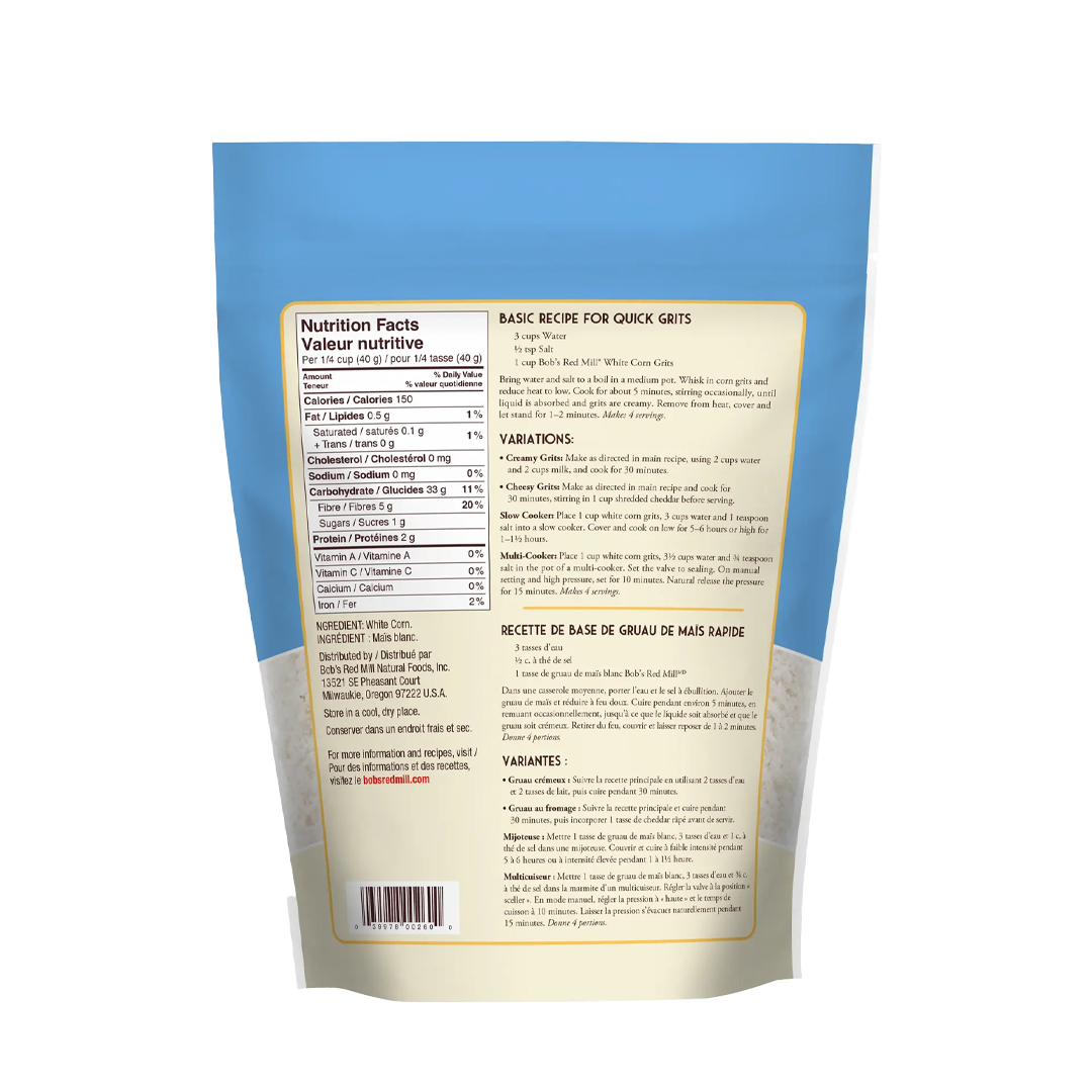 Bob's Red Mill Creamy White Corn Grits 680g