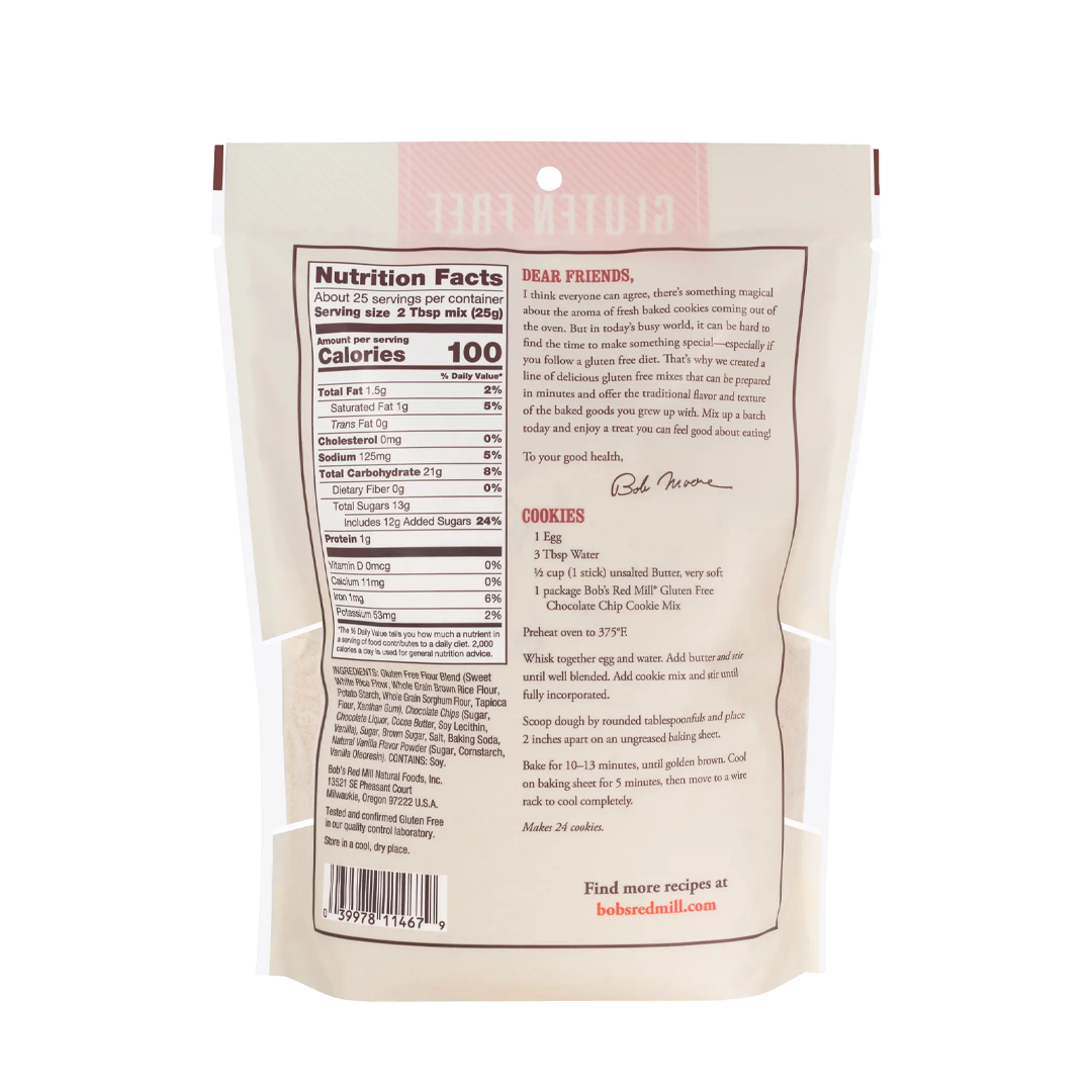 Bob's Red Mill Gluten Free Chocolate Chip Cookie Mix 624g