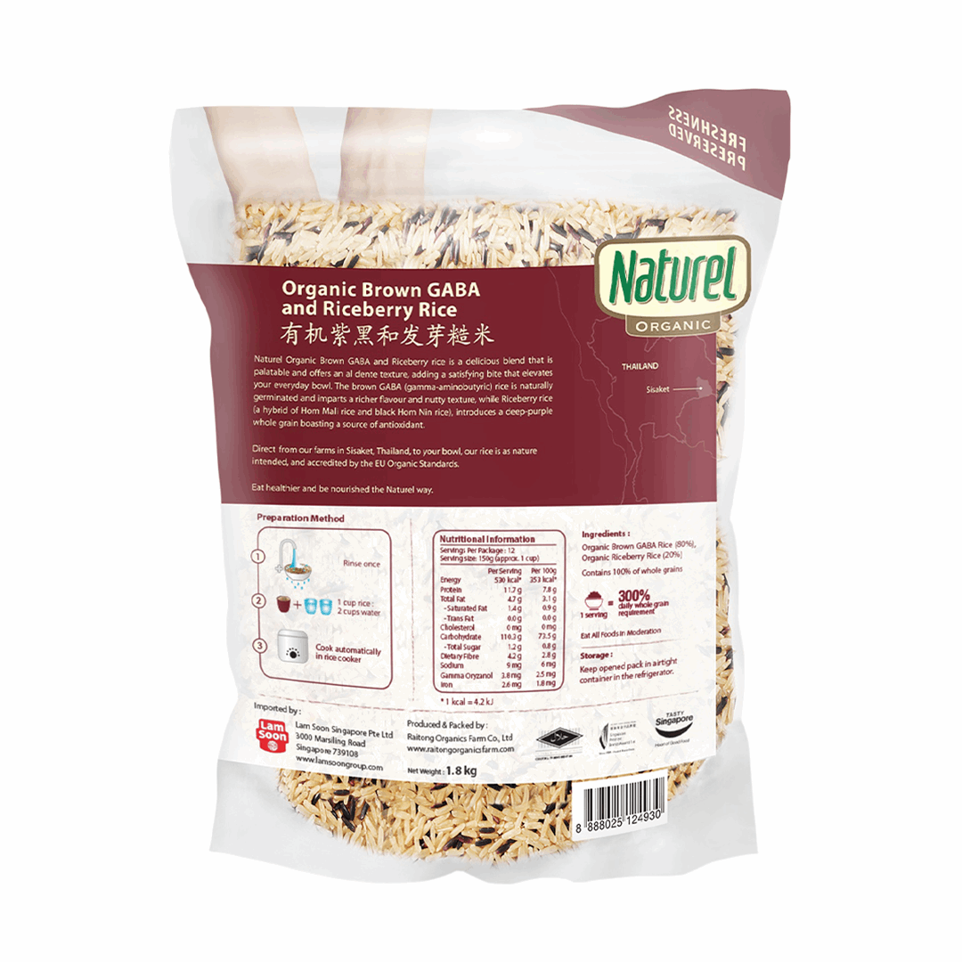 Naturel Organic Brown GABA Riceberry 1.8kg