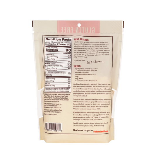 Bob's Red Mill Gluten Free Homemade Wonderful Bread Mix 454g