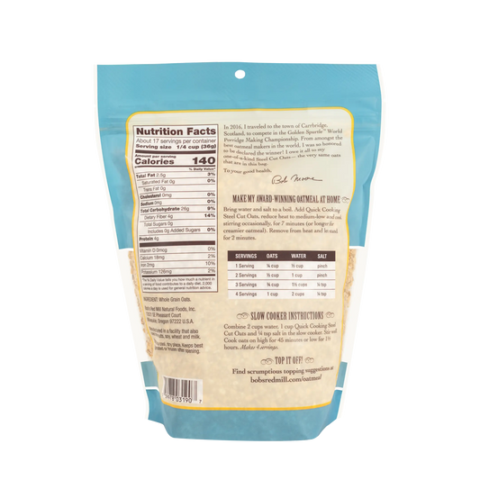 Bob's Red Mill Whole Grain Quick Cooking Steel Cut Oats 624g