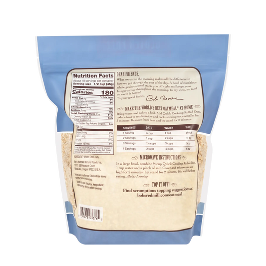 Bob's Red Mill Gluten Free Quick Cooking Rolled Oats Whole Grain 794g