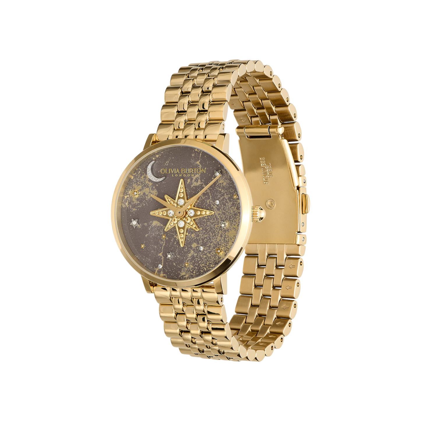 Olivia Burton Celestial 35mm Nova Slim Mushroom & Gold Bracelet Watch