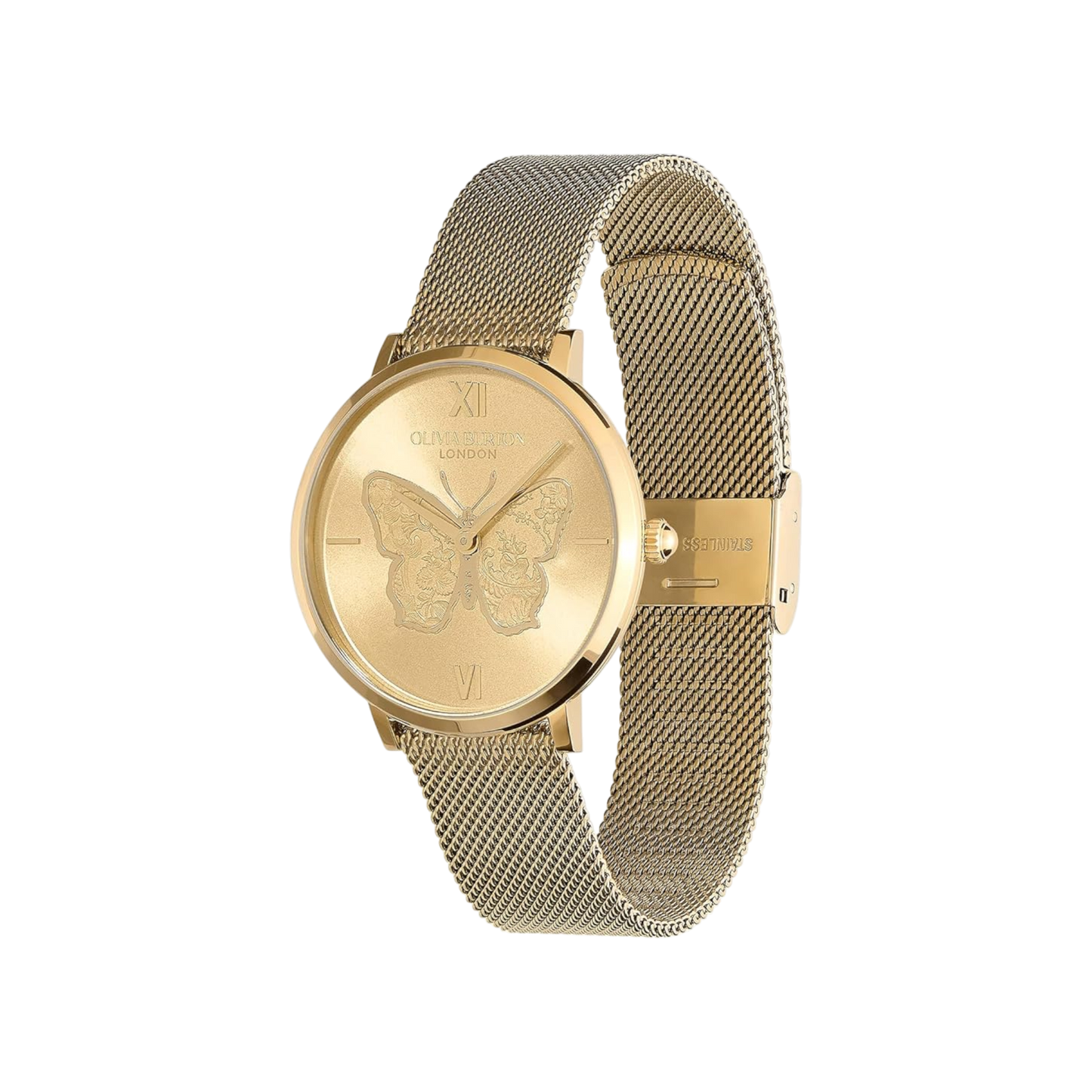 Oliva Burton Signature 35mm Butterfly Ultra Slim Gold Mesh Watch