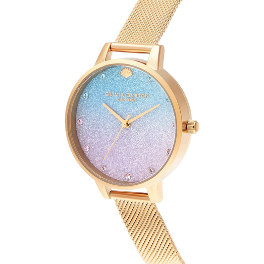 Olivia Burton Under The Sea 34mm Glitter Ombre & Gold Mesh Watch Olivia Burton Under The Sea 34mm Glitter Ombre & Gold Mesh Watch