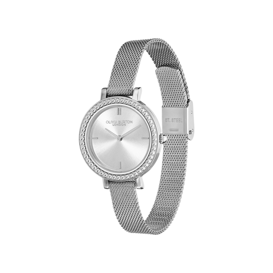 Olivia Burton Classic 30mm Vintage Bead Silver Mesh Watch Olivia Burton Classic 30mm Vintage Bead Silver Mesh Watch