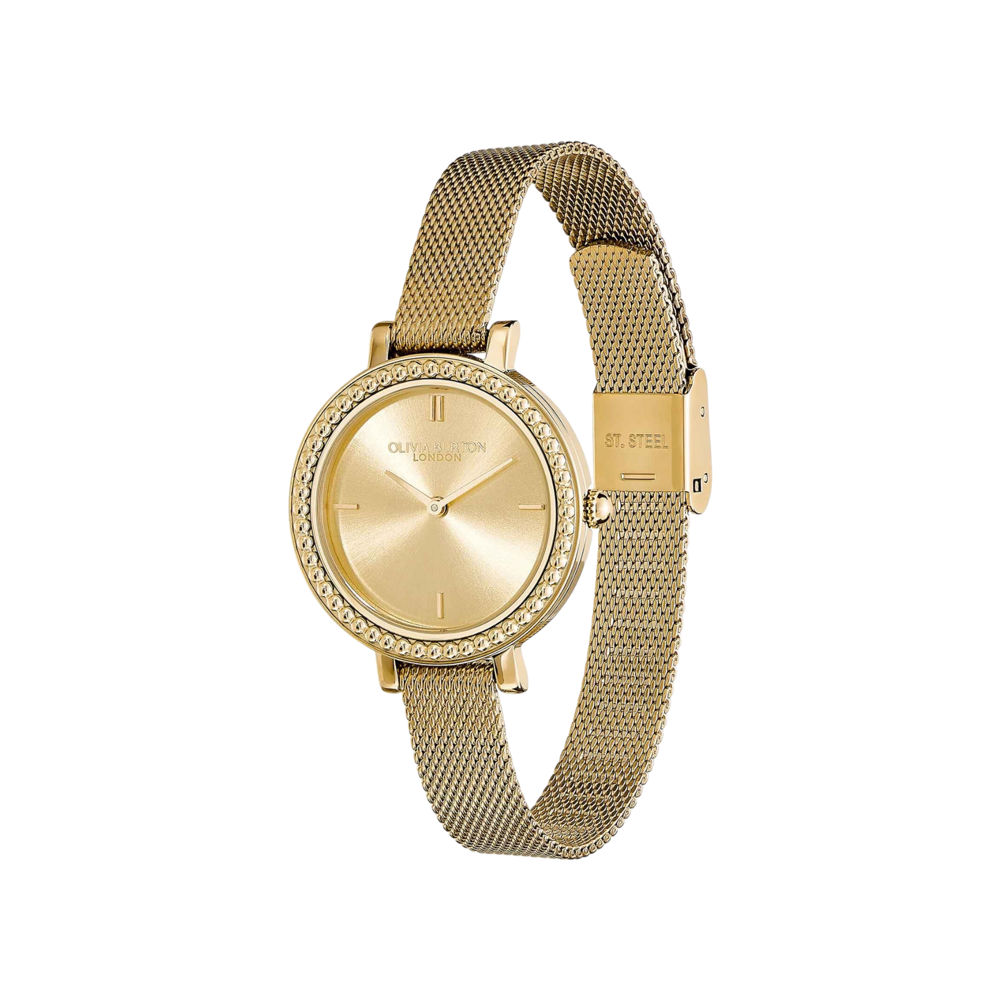 Olivia Burton Classic 30mm Vintage Bead Gold Mesh Watch