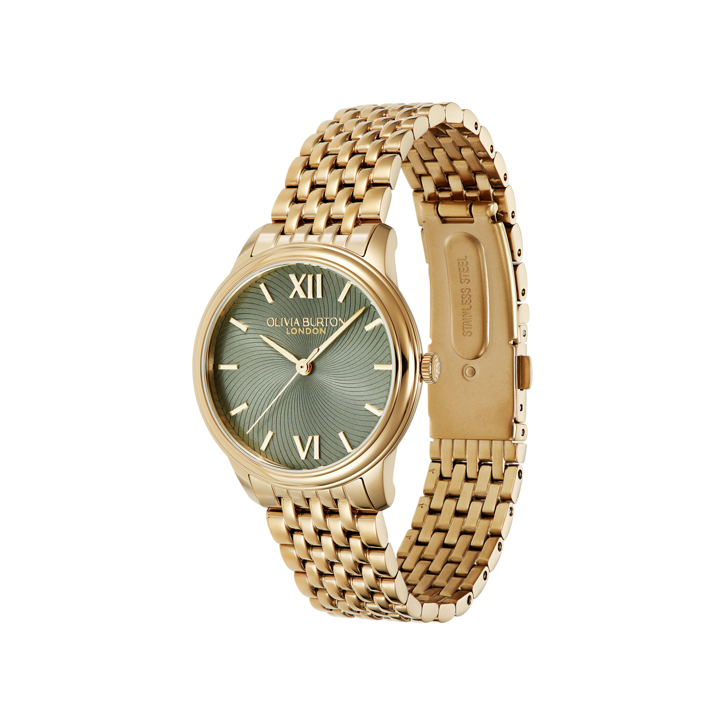 Olivia Burton Classic 32mm Swirl Sage Green & Gold Bracelet Watch