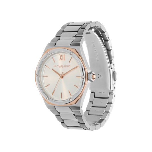 Olivia Burton Sports Luxe 33mm Hexa White & Silver Bracelet Watch Olivia Burton Sports Luxe 33mm Hexa White & Silver Bracelet Watch