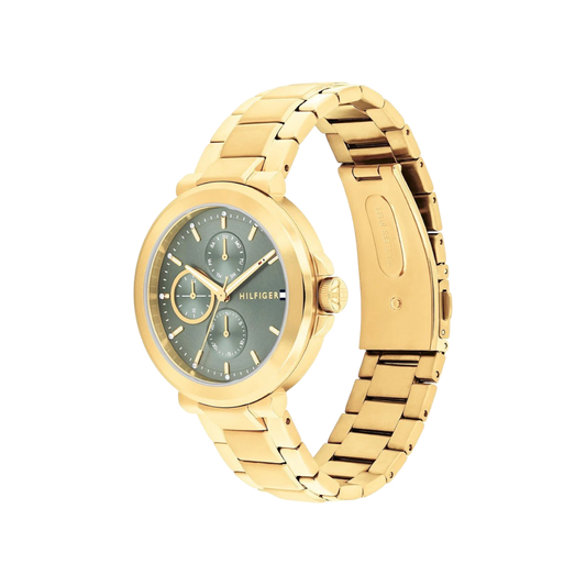 Tommy Hilfiger Lori Women's Green & Gold Plated Steel Bracelet Strap Watch 38mm Tommy Hilfiger Lori Women's Green & Gold Plated Steel Bracelet Strap Watch 38mm