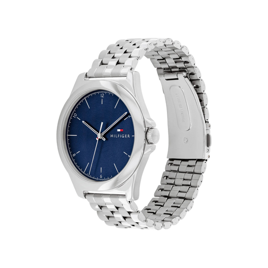 Tommy Hilfiger Norris Men's Navy & Silver Stainless Steel Bracelet Strap Watch 42mm Tommy Hilfiger Norris Men's Navy & Silver Stainless Steel Bracelet Strap Watch 42mm