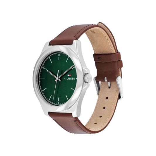 Tommy Hilfiger Norris Men's Green with Stainless Steel Case & Leather Strap Quartz Watch 43mm Tommy Hilfiger Norris Men's Green with Stainless Steel Case & Leather Strap Quartz Watch 43mm