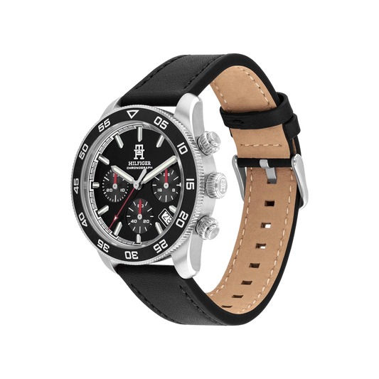 Tommy Hilfiger Chronograph Men's Black Leather Strap Watch 41mm Tommy Hilfiger Chronograph Men's Black Leather Strap Watch 41mm