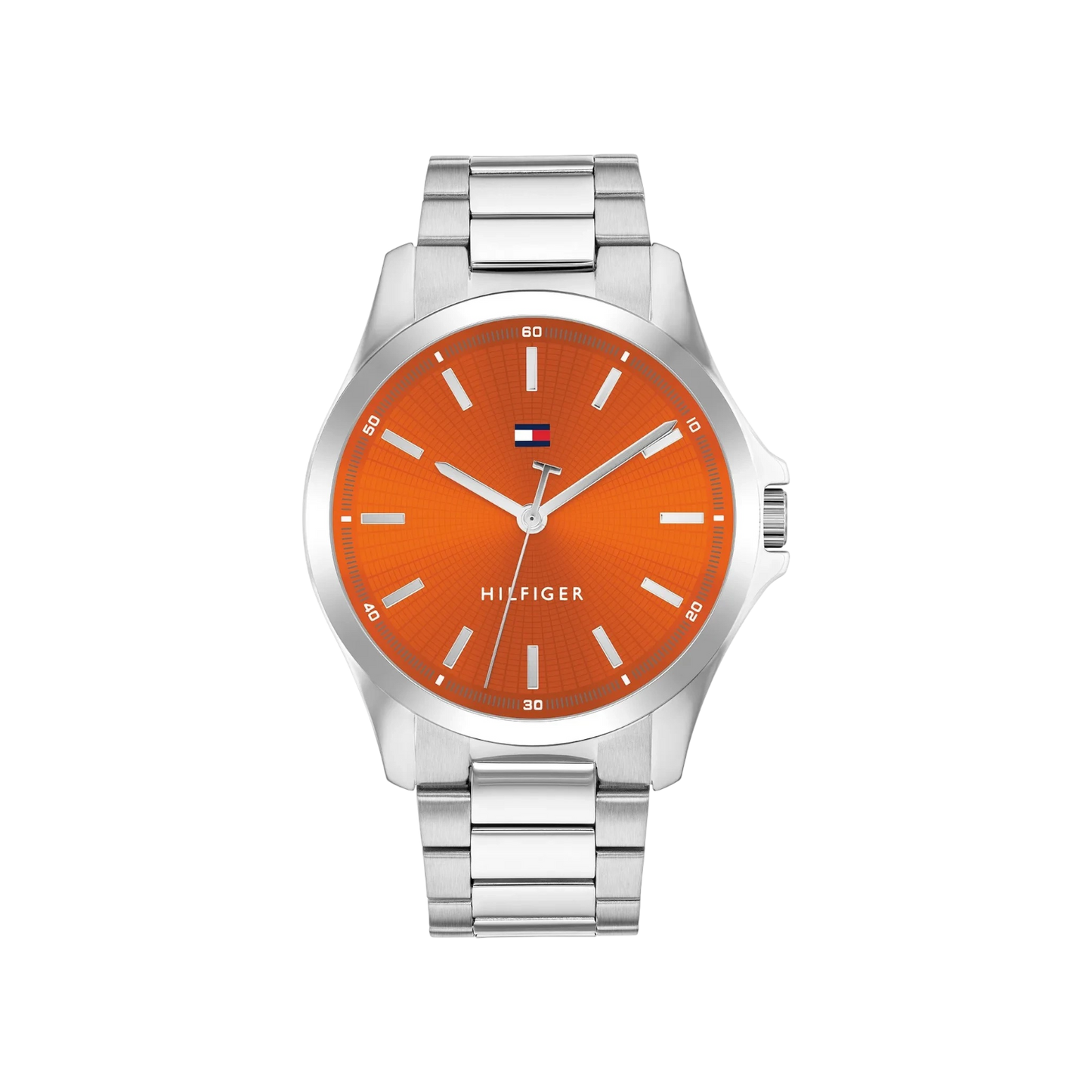 Tommy Hilfiger Bruce Men's Orange & Silver Stainless Steel Bracelet Strap Watch 43mm