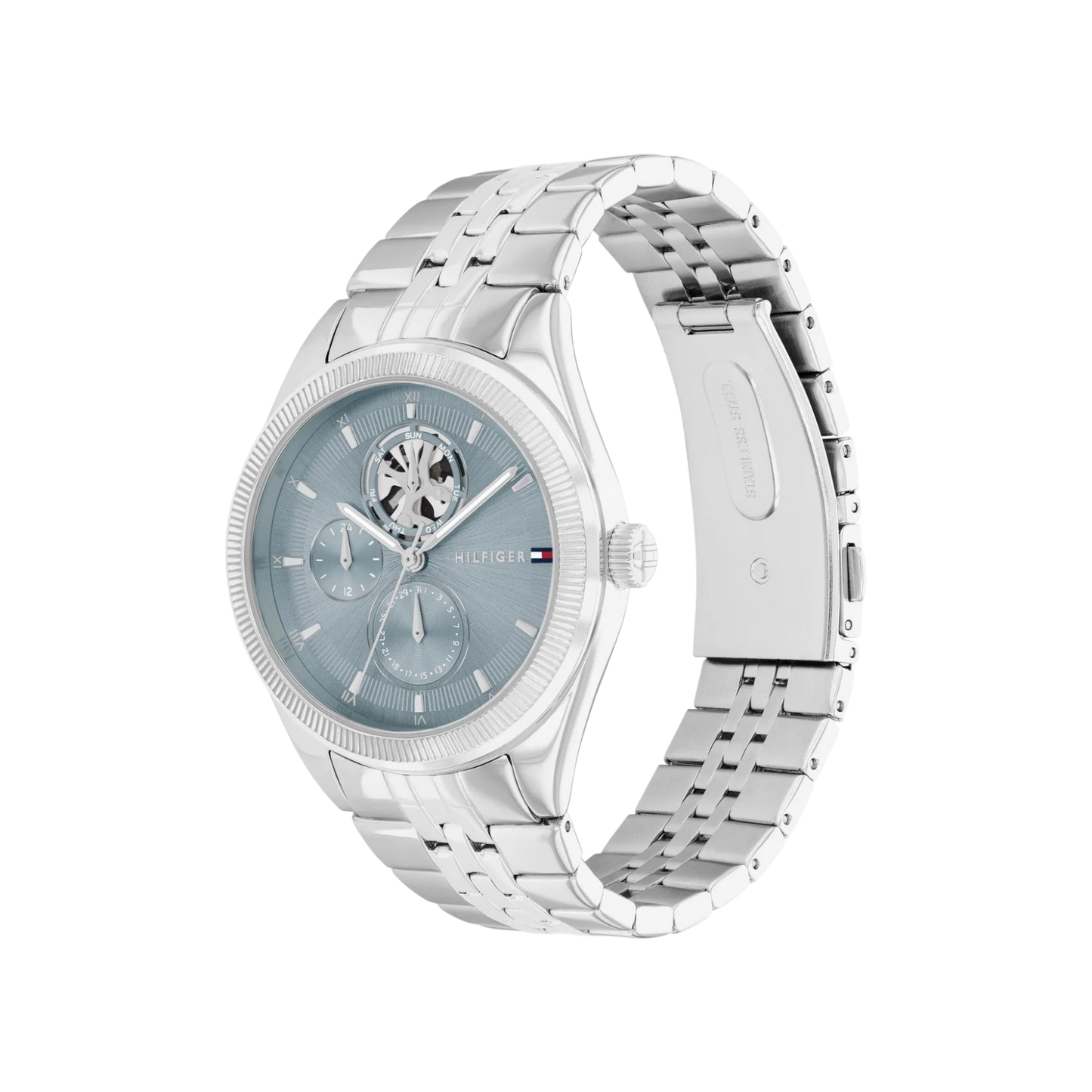 Tommy Hilfiger Monica Women's Bluish Gray & Silver Steel Bracelet Strap Watch 38mm
