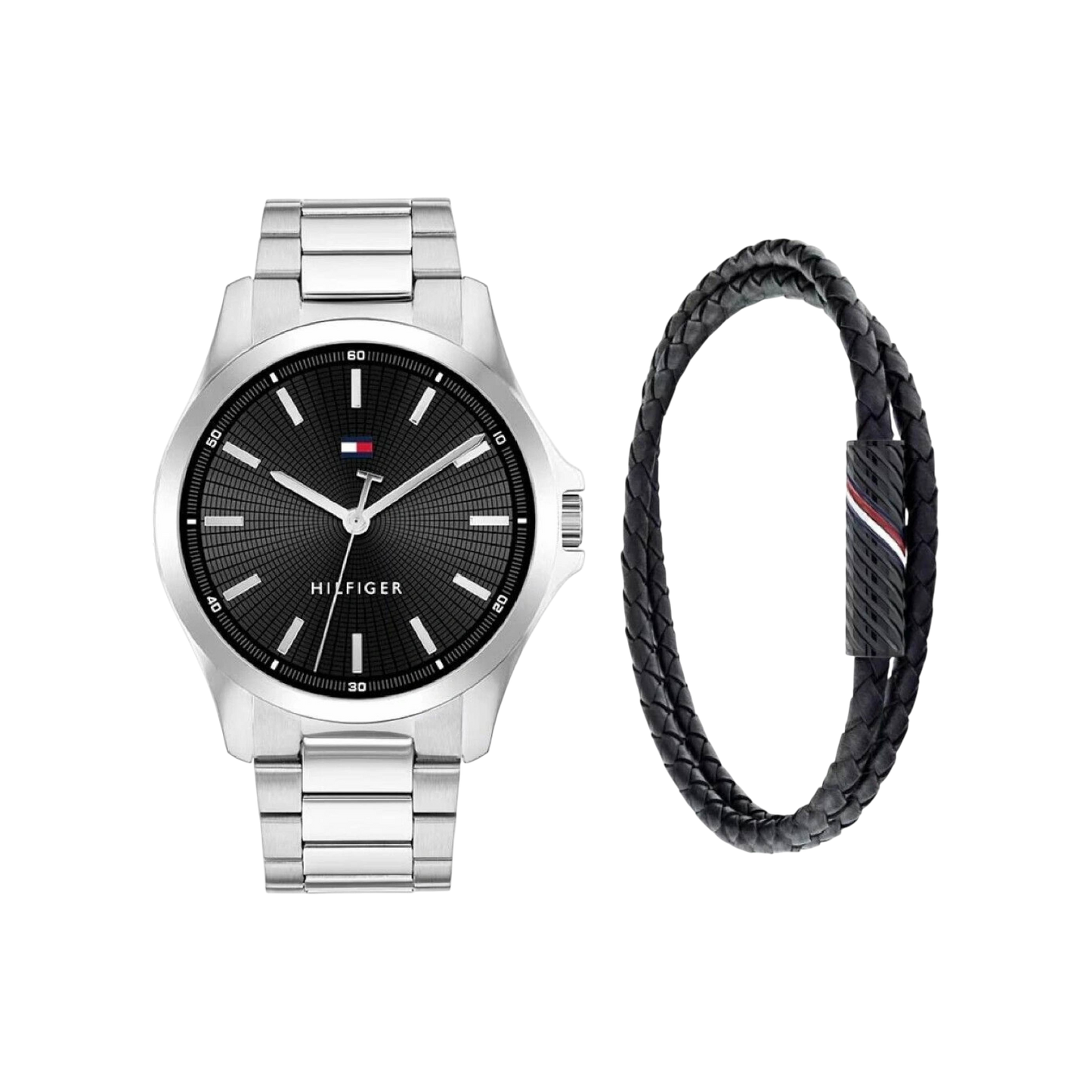 Tommy Hilfiger Women's Gift Set Black & Silver Bracelet Strap Watch 42mm with Bracelet