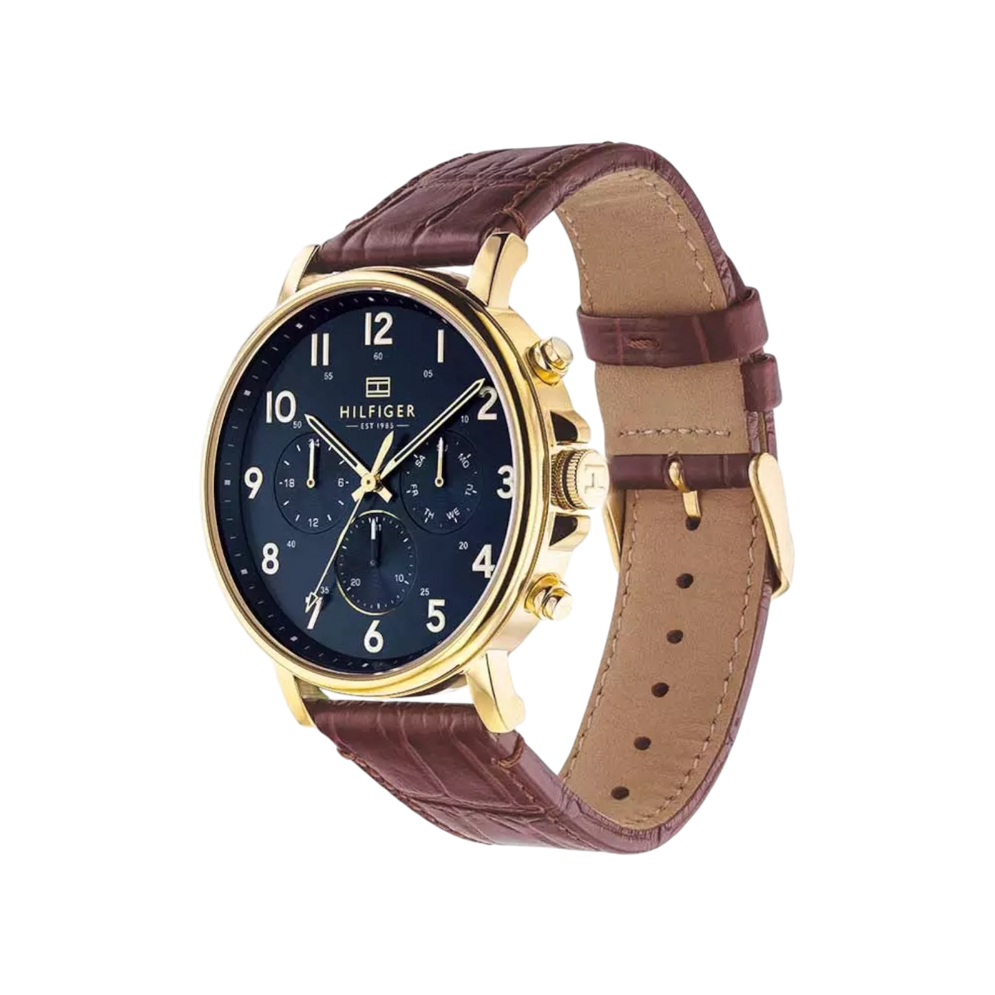 Tommy Hilfiger Daniel Men's Navy & Brown Leather Strap Watch 46mm