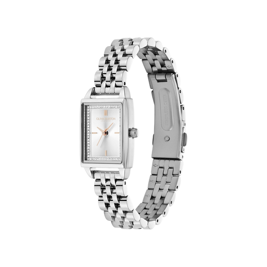 Olivia Burton Classic 21mm Rectangle White & Silver Bracelet Watch Olivia Burton Classic 21mm Rectangle White & Silver Bracelet Watch