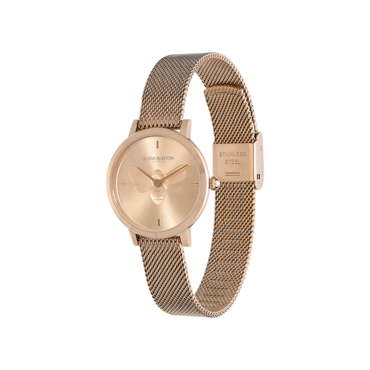 Olivia Burton Signature 28mm Bee Ultra Slim Carnation Gold Mesh Watch Olivia Burton Signature 28mm Bee Ultra Slim Carnation Gold Mesh Watch