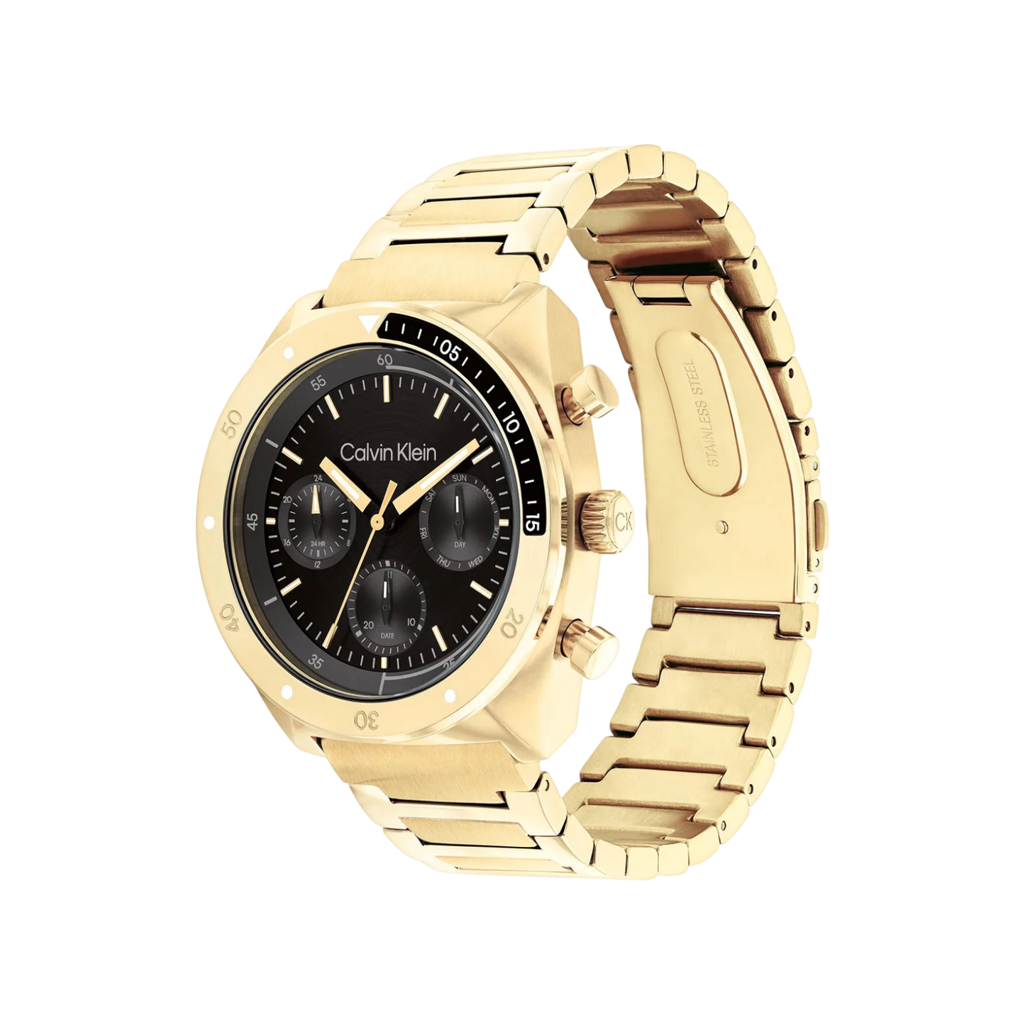 Calvin Klein Flex Men's Black Dial & Gold Bracelet Strap Watch 42mm