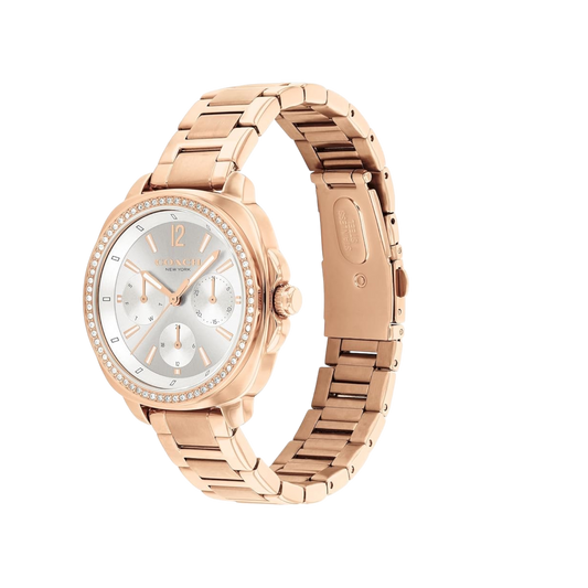 Coach Kitt Women's Silver Dial & Rose Gold Bracelet Strap Watch 34mm Coach Kitt Women's Silver Dial & Rose Gold Bracelet Strap Watch 34mm