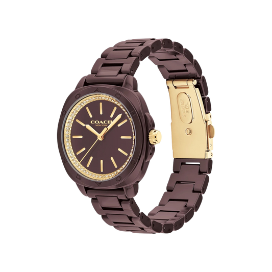 Coach Kitt Women's Burgundy Ceremic Bracelet Strap Watch 34mm Coach Kitt Women's Burgundy Ceremic Bracelet Strap Watch 34mm