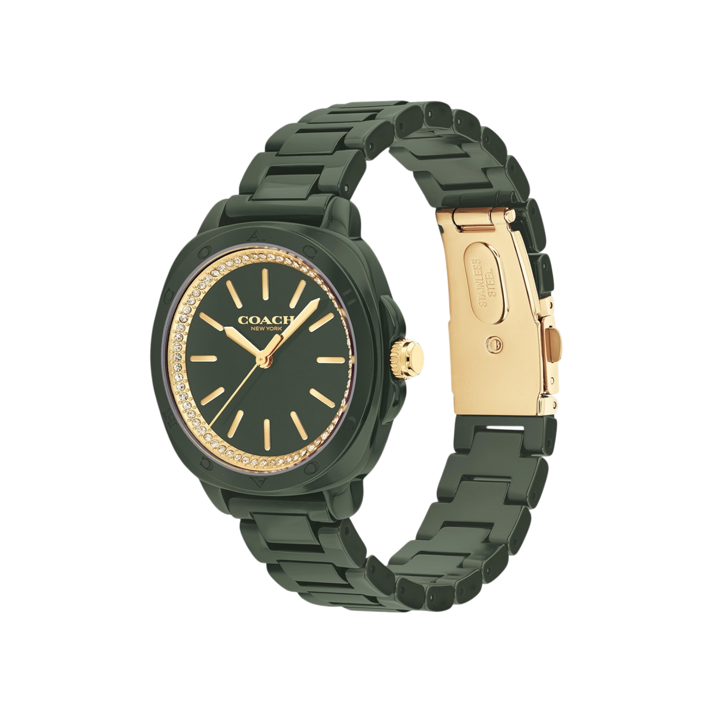Coach Kitt Women's Green Ceremic Bracelet Strap Watch 34mm