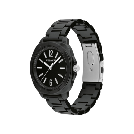 Coach Kitt Crystal Women's Black Ceremic Bracelet Strap Watch 38mm Coach Kitt Crystal Women's Black Ceremic Bracelet Strap Watch 38mm