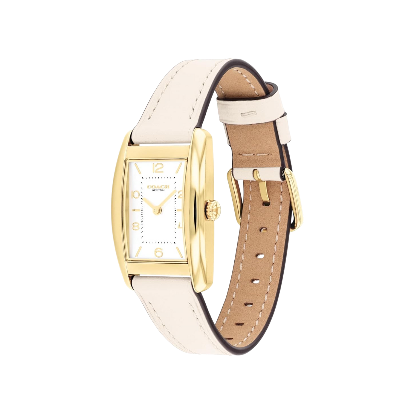 Coach Reese Women's White Dial with Gold Case & Chalk Leather Strap Watch 24mmx35mm