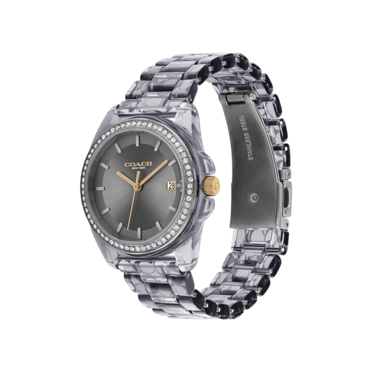 Coach Greyson Women's Grey Bracelet Strap Watch 36mm Coach Greyson Women's Grey Bracelet Strap Watch 36mm