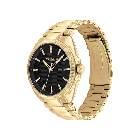Coach Jackson Men's Black Dial & Gold Bracelet Strap Watch 45mm Coach Jackson Men's Black Dial & Gold Bracelet Strap Watch 45mm