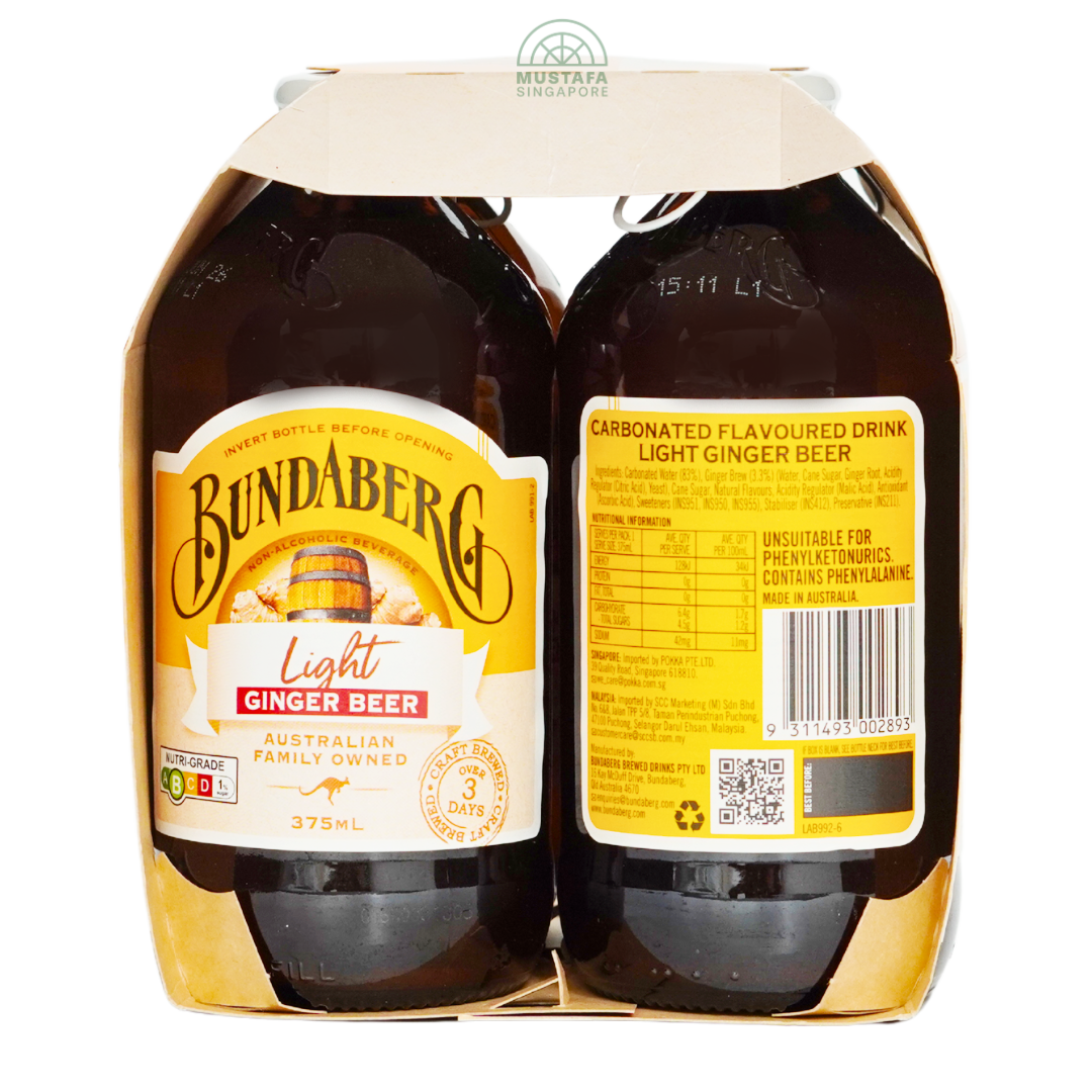 Bundaberg Light Ginger Beer 4 x 375ml