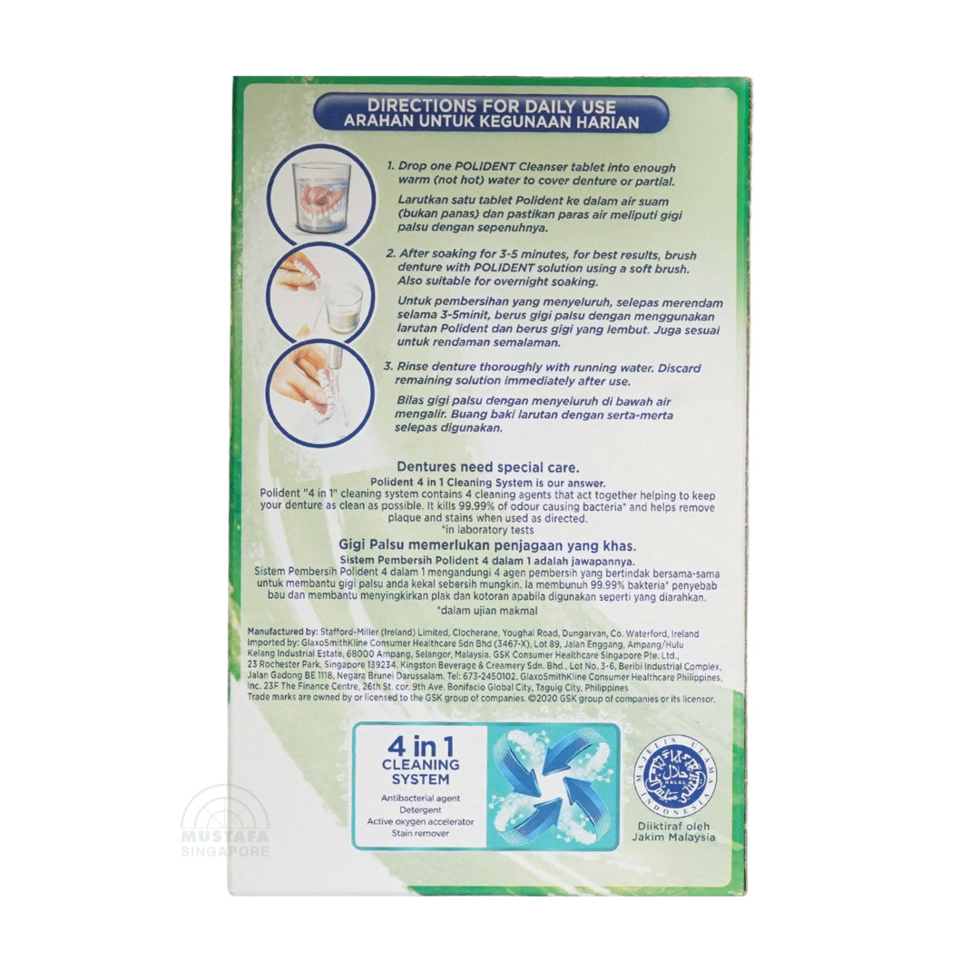 Polident Whitening Daily Cleanser for Dentures 36 Tabs