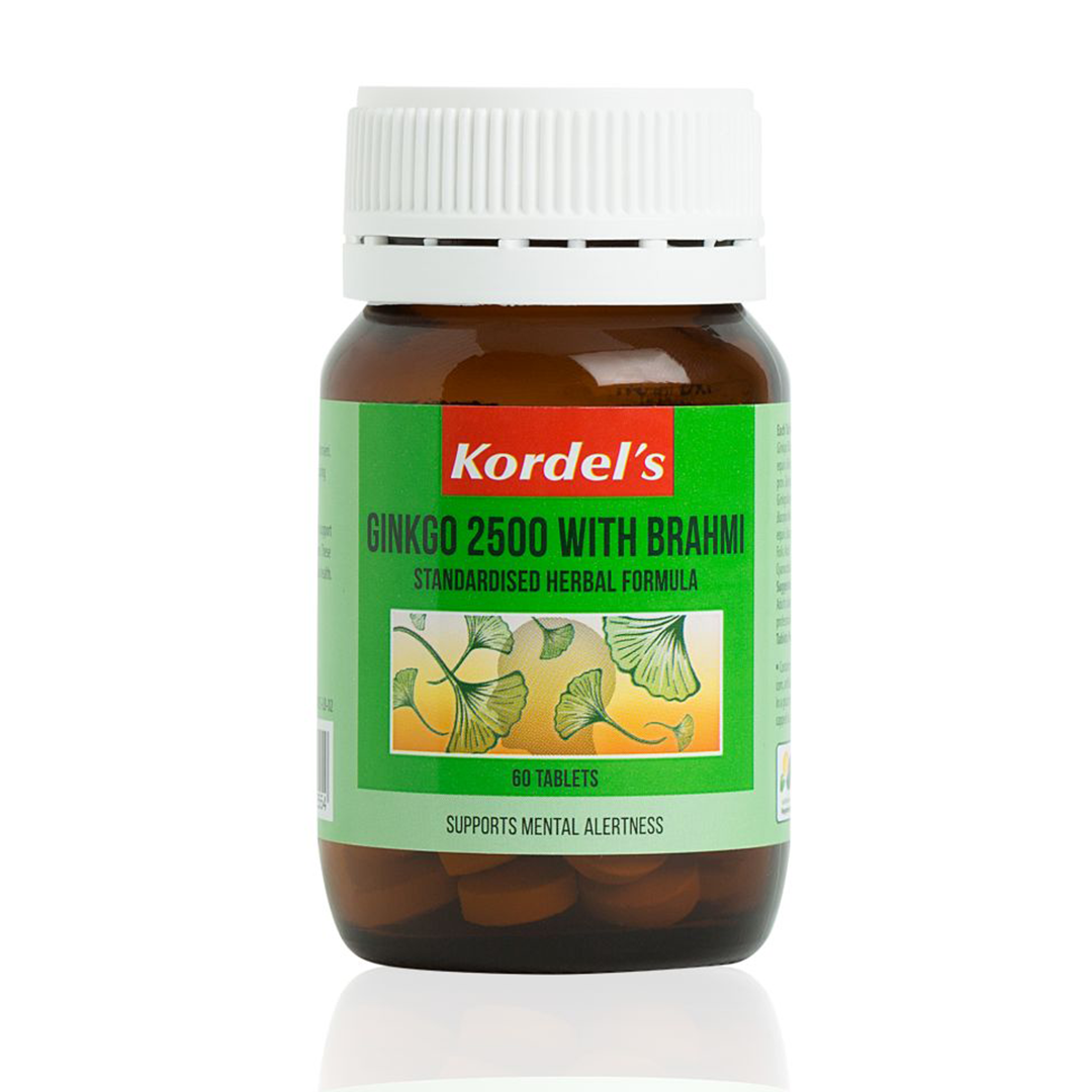 Kordel's Gingko 2500 With Brahmi Standardised herbal formula (60 Tabs)