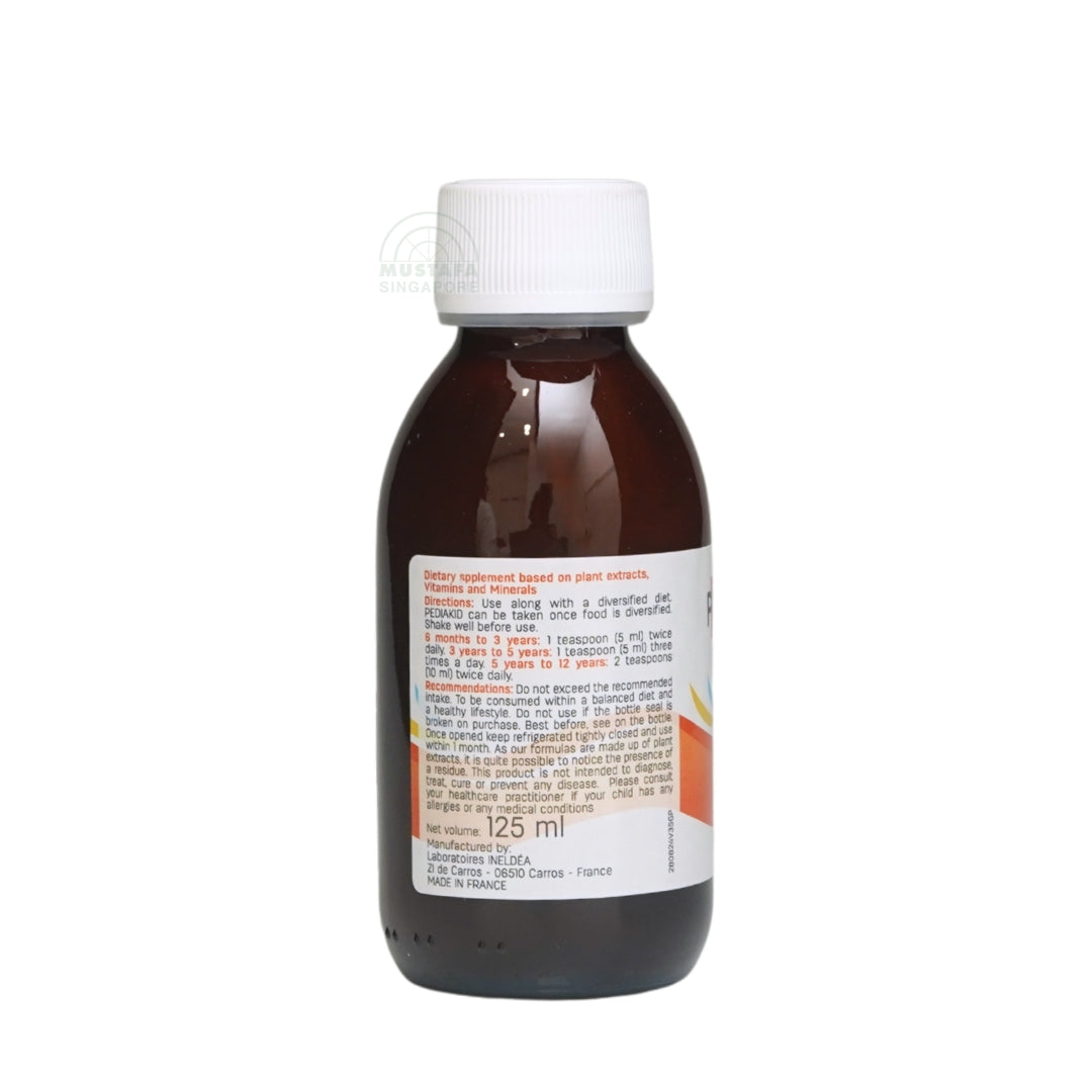 PEDIAKID 22 Vitamins + Minerals 125ml Orange Apricot Flavour Syrup