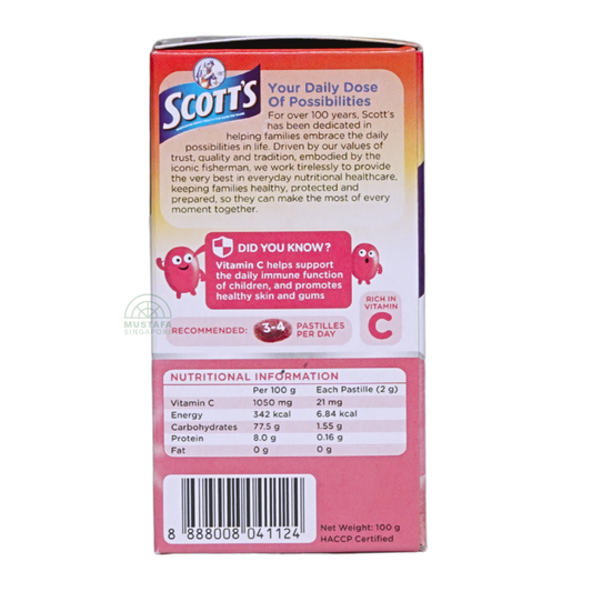 Scott's Vitamin C Pastilles Peach Flavour 100g Scott's Vitamin C Pastilles Peach Flavour 100g