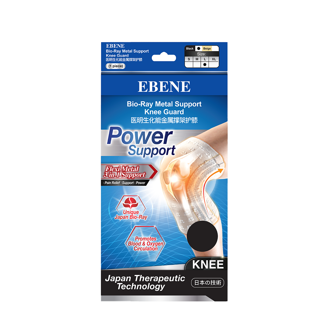 Ebene Bio-Ray Metal Support Knee Guard L (Black)